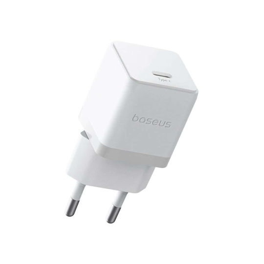 Baseus Ladegerät mit USB-C Anschluss und Kabel USB-C - USB-C 30W Stromlieferung Weißs (Palm)