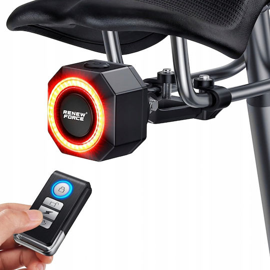 Smart Anti-theft Alarm Renew Force Bicycle Motorcycle Scooter 4 In 1 Rear Stop Wireless Remote Brake Sensor 3 Alarm Sounds Usb Rechargeable 4.5 X 4.5 X 3 Cm Black