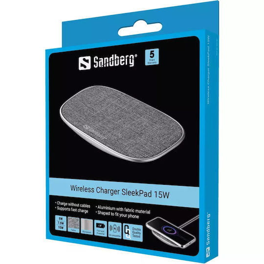 Sandberg Kabelloses Ladegerät (Qi Pad) 15W Silber (441-60)