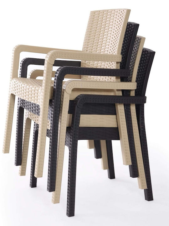 Outdoor-Stuhl Rattan Beige 59x56x88εκ.
