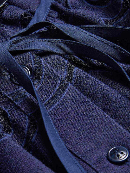 Damen Bluse mit Spitze Dk-blue