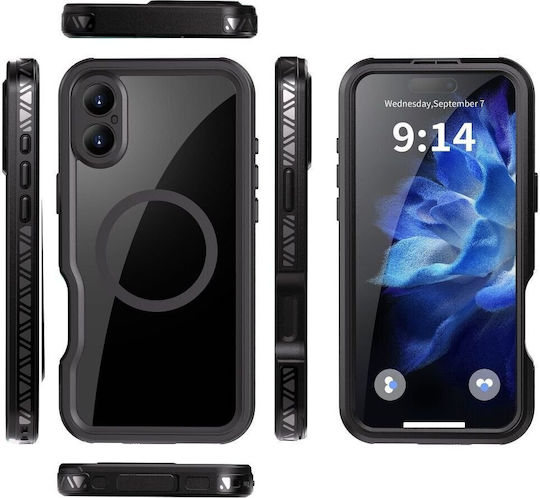 360 Full Cover Silicone / Plastic 1.5mm Waterproof Black (iPhone 16 Plus)