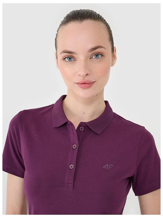 Damen Polo Bluse Kurzarm Lila
