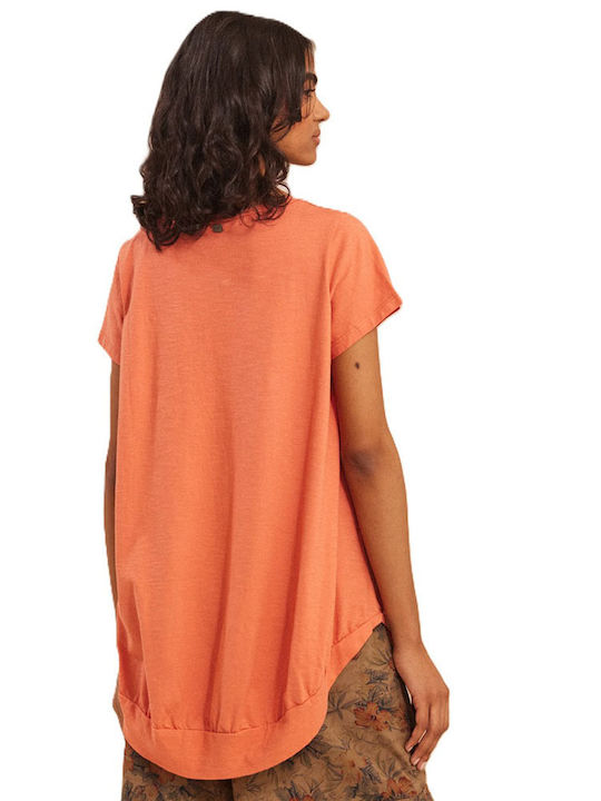 Damen Bluse Baumwolle Coral