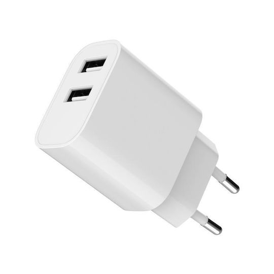 Gembird Зарядно без кабел с 2 USB-A порта Бял (TA-UC-2A12-01)