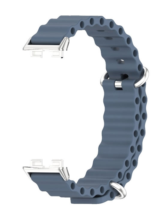 Huawei Band 8 9 Mijobs Marine Silicone Breathable Watch Band Space Blue+silver