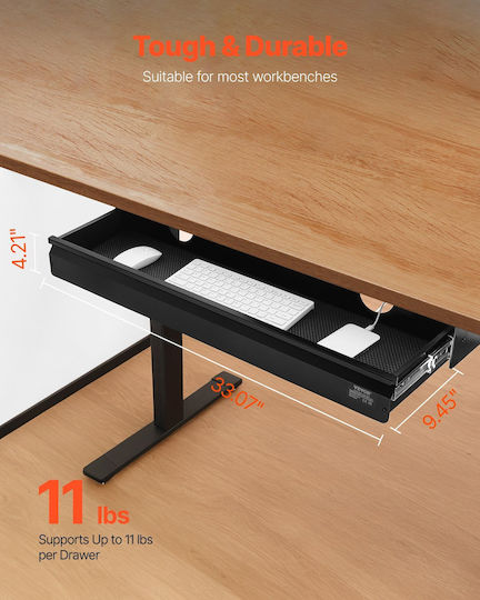 Vevor 33" Under Desk Organizer Drawer Space-Saving Home Office