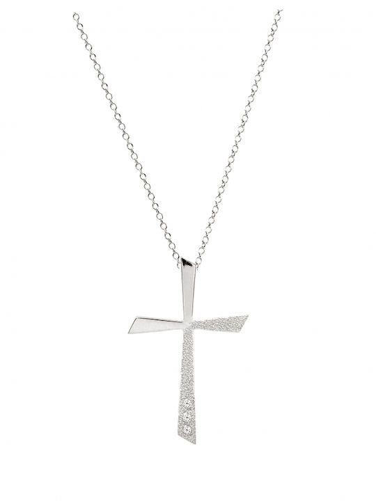 Polytimo Damen Weißgold Kreuz 14K mit Kette
