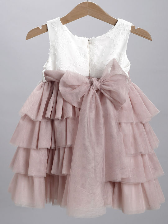 New Life Rosa Taufkleidung für Mädchen mit Haar-Accessoires Strickjacke & Kleid aus Tüll 3 Stück