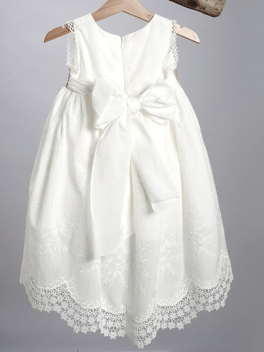 New Life Ecru Baptism Clothes Set for Girls with Hair Accessories Cardigan & Knitted Dress 3 Pieces