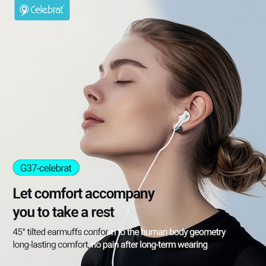Celebrat G37 In-ear Handsfree Ακουστικά με Βύσμα USB-C Λευκό