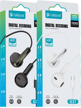 Celebrat G37 In-ear Handsfree Ακουστικά με Βύσμα USB-C Μαύρο