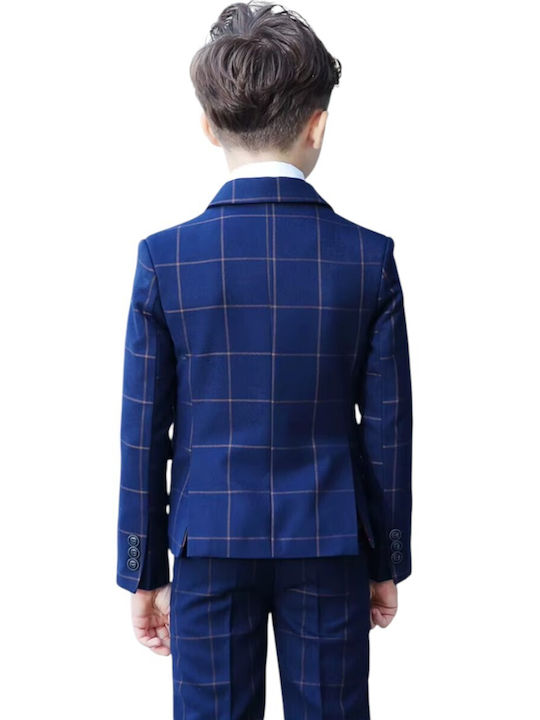 TakTakBaby Boys Baptism Suit with Blazer 4pcs Blue