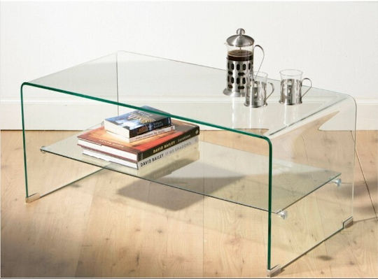Masa De Cafea Centrală Rectangulară Crystal Shelf Din Sticlă L100xL50xÎ43cm