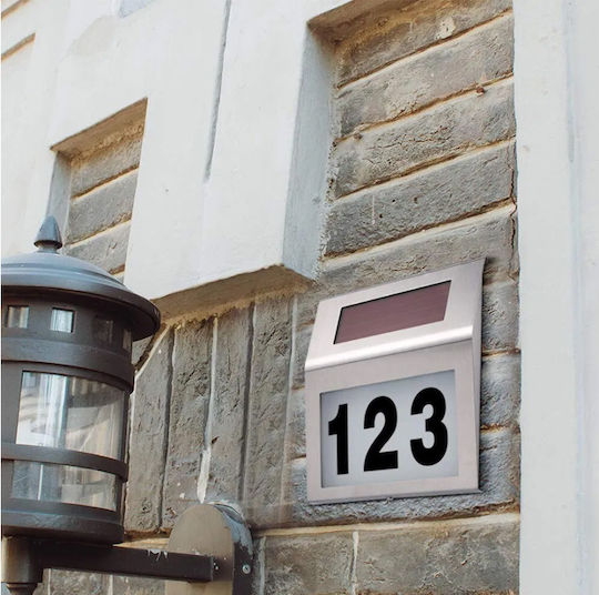 LED соларна лампа за номер на къща сива 20/18 см