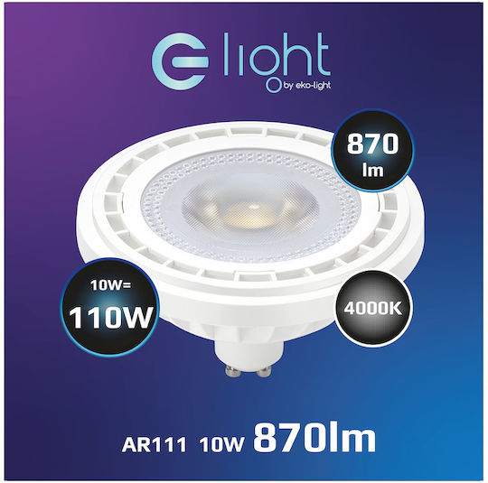 Eko Light LED-Lampe 10W für Fassung GU10 und Form AR111 Naturweiß