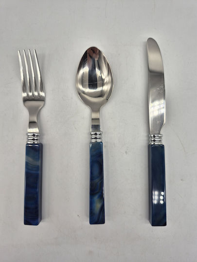 Besteckset Edelstahl Blau Achatgriff