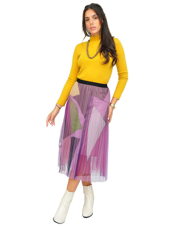High-waisted Midi Skirt Purple