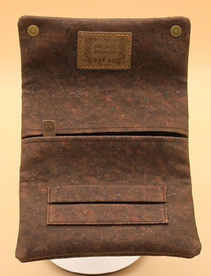 Original Kavatza Tobacco Pouch Made of Brown Artificial Leather with Magnetic Closure