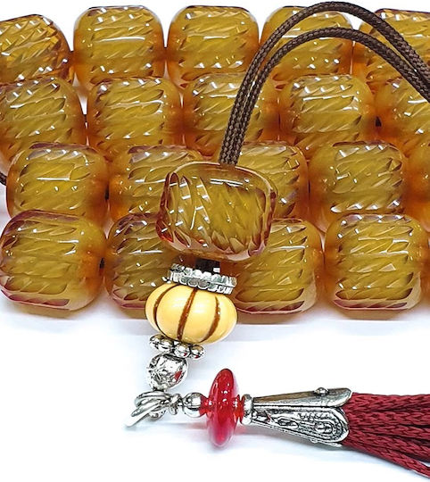 Roloi Komboloi Graven Mastic Worry Beads Yellow 35cm