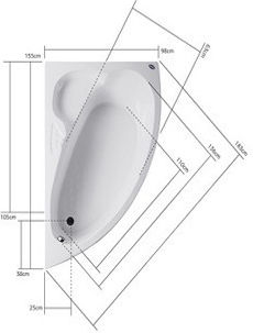Acrilan Eco Basic Badewanne Acryl mit Hydrotherapie 155x100cm