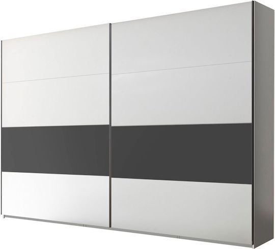 Ușă dublă Dulap de Haine Glisare Ontario White + Black 300x64x225cm