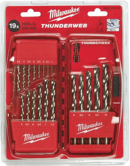 Milwaukee Thunderweb Комплект 19 Свредла с Цилиндрична Опашка за Метал