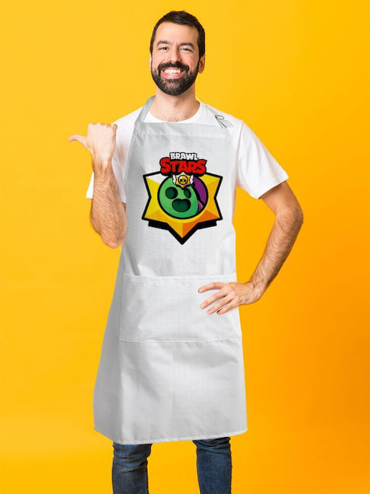 Koupakoupa Brawl Stars Spike Ποδιά Κουζίνας Λευκή 22x40cm KP_29434_apron-bbq-adult