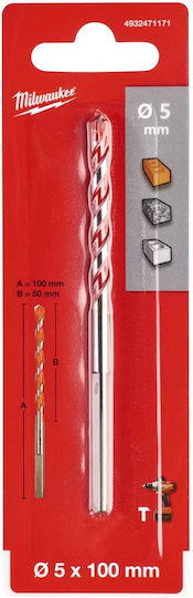 Milwaukee Tct Super Diamond Drill Carbide with Cylindrical Shank for Masonry 5x100mm