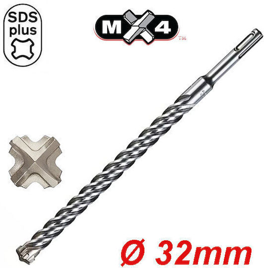 Milwaukee Четирирезна Свредло със SDS Plus Опашка за Строителни материали 32x450mm