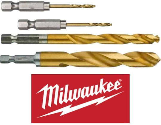 Milwaukee Комплект 2 HSS-G TiN Hex Свредла Титаниева с Шестоъгълна Опашка за Метал