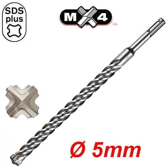 Milwaukee Four-Cut Drill with SDS Plus Shank for Masonry 5x50mm