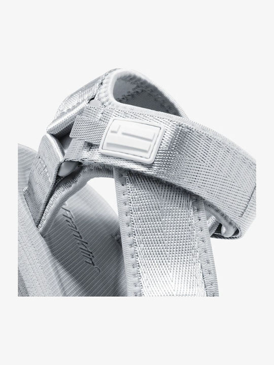 Flache Sandalen für Damen in Silber Farbe