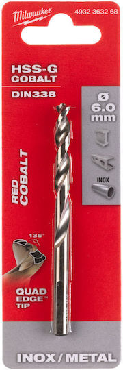 Milwaukee Drill Cobaltium with Cylindrical Shank for Metal 6mm
