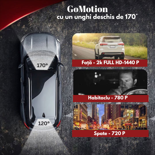 Σετ Καθρέπτης με Κάμερα DVR Αυτοκινήτου 1440P με Οθόνη 3.5" Wi-Fi, GPS & Κάμερα Οπισθοπορείας