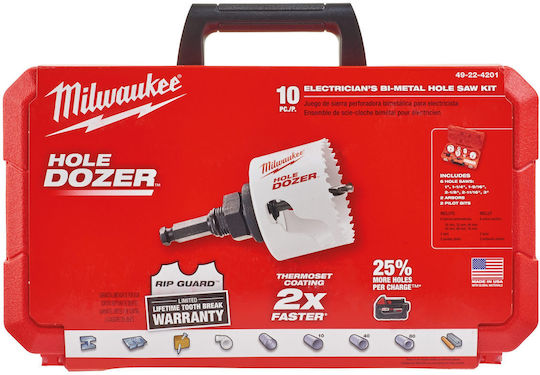 Milwaukee Set Lochsägen Kobalt mit Durchmesser von 25mm bis 76mm für Holz, Metall, Fliese und Kunststoff 2000gr