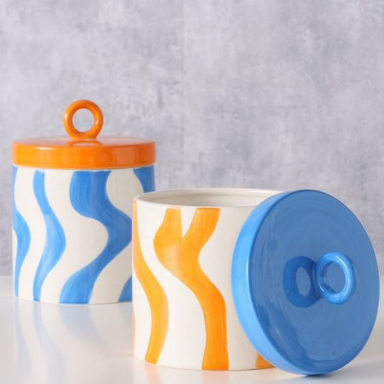 Boltze Set 2 Bucăți Vaze Utilizare Generală Cu Capac Și Suport Ceramică Albastră 900ml Boltze Set 2 Bucăți Vaze Utilizare Generală Cu Capac Și Suport Ceramică Albastră 900ml