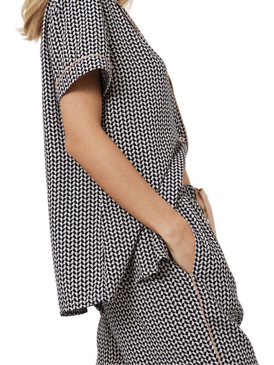 Aruelle Summer Women's Pyjama Set Ecru-black