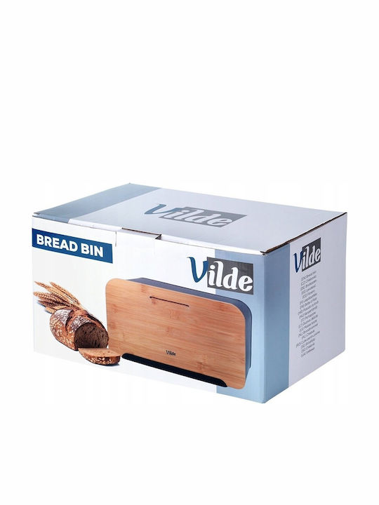 Vilde Ψωμιέρα με Καπάκι από Bamboo Μαύρη 38x28.5x18cm