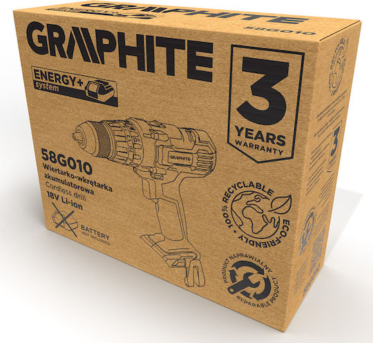 Graphite 58G010 Percussive Drill Driver Battery Solo 18V
