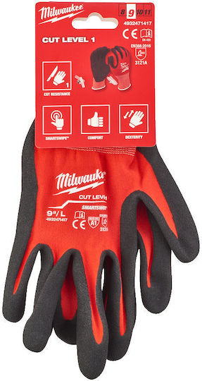 Milwaukee Gloves for Work Red Nitrile for Cutting Protection Level 1 1pcs
