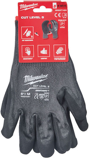 Milwaukee Gloves for Work Gray Nitrile for Cutting Protection Level 5 1pcs