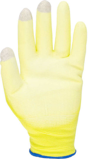 Touch Gloves for Work Yellow Polyurethane/Polyester 1pcs