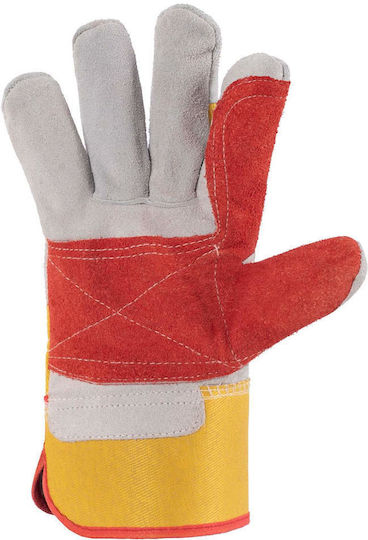 Axon Gloves for Work Gray Leather-, Leather/Cotton 1pcs