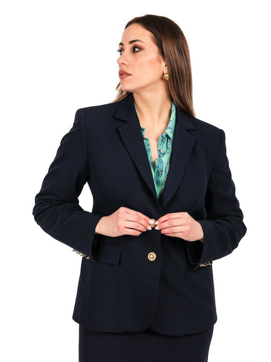 Baziana Damen Krepp Blazer blue