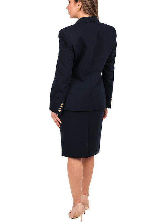 Baziana Damen Krepp Blazer blue
