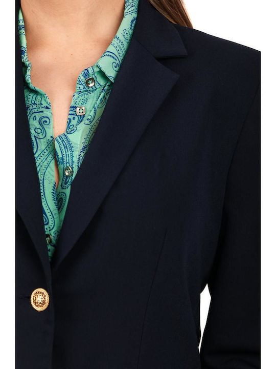 Baziana Damen Krepp Blazer blue