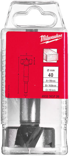 Milwaukee Hinge Drill 40x90mm Drill Bit for Wood 40mm x 90mm x 10mm with Guide