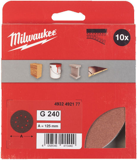 Milwaukee Φύλλο Λείανσης Έκκεντρου Τριβείου 125x125mm Σετ 10τμχ