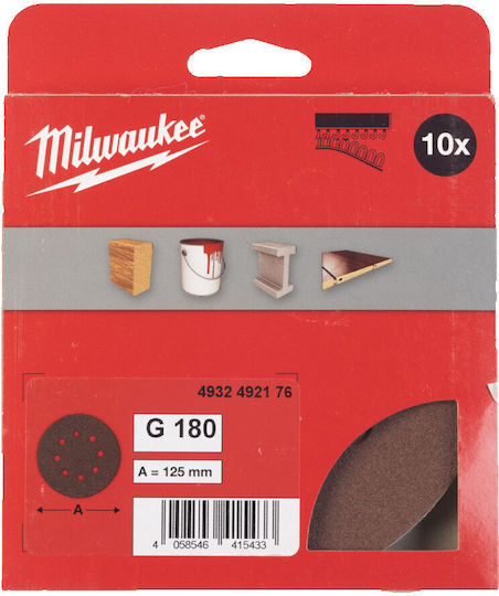Milwaukee Φύλλο Λείανσης Έκκεντρου Τριβείου 125x125mm Σετ 10τμχ